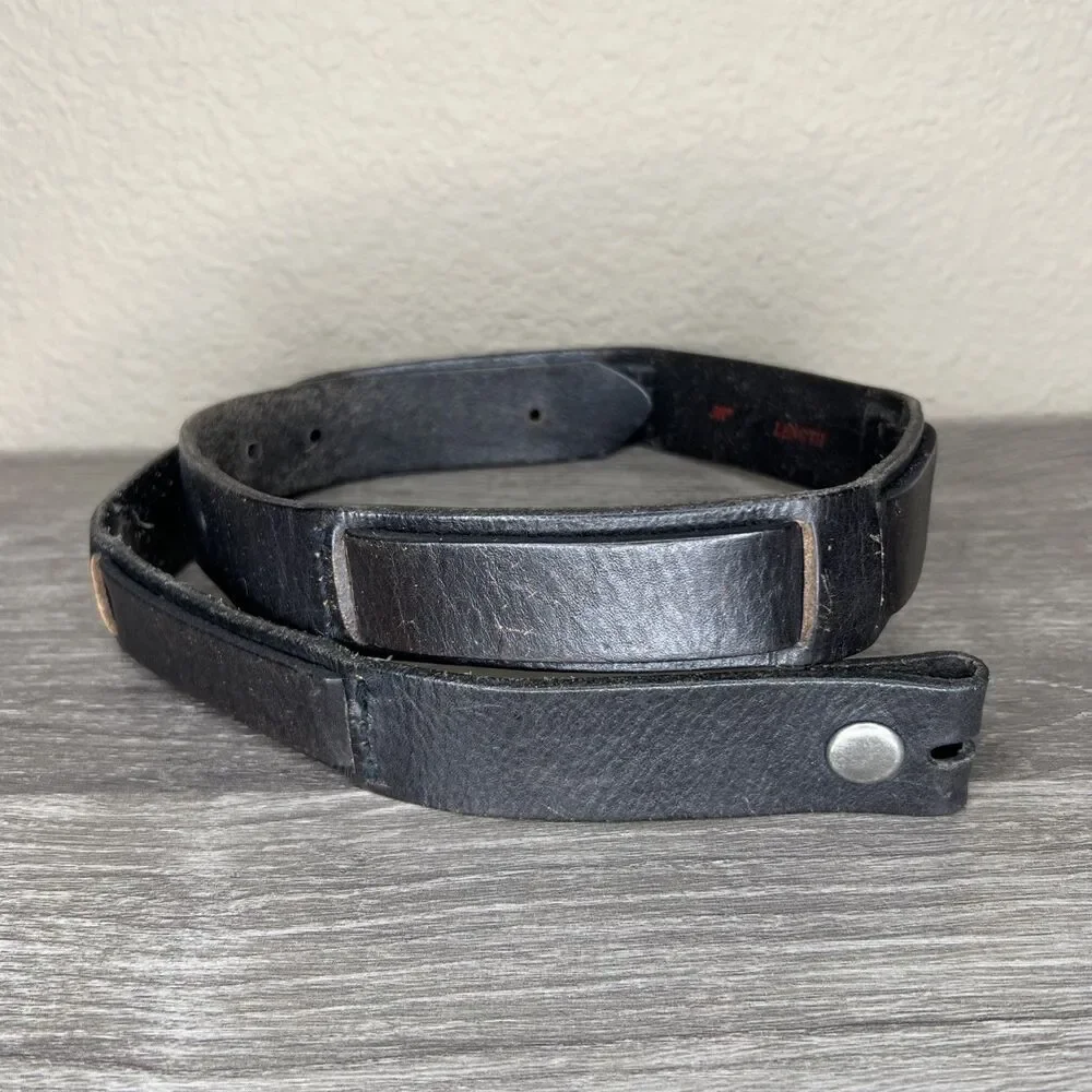 Vintage LUCKY BRAND Belt Black Small  (32-37 in) Leather NO BUCKLE Grunge Rock